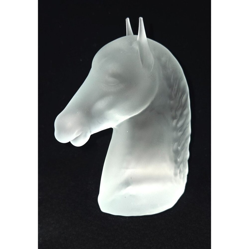 Reijmyre Sweden Art Glass Frosted Crystal Horse Head Sculpture Art Deco